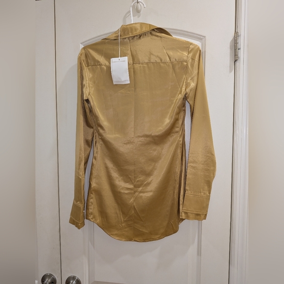 3S.NWT ACNE STUDIOS SATIN SHIRT IN GOLD - Picture 7 of 9